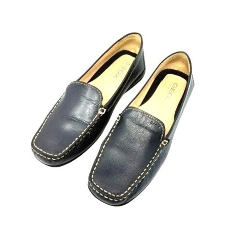 Geox Respira Slate Leather Loafers Moccasins Shoes EU 38 D8145T